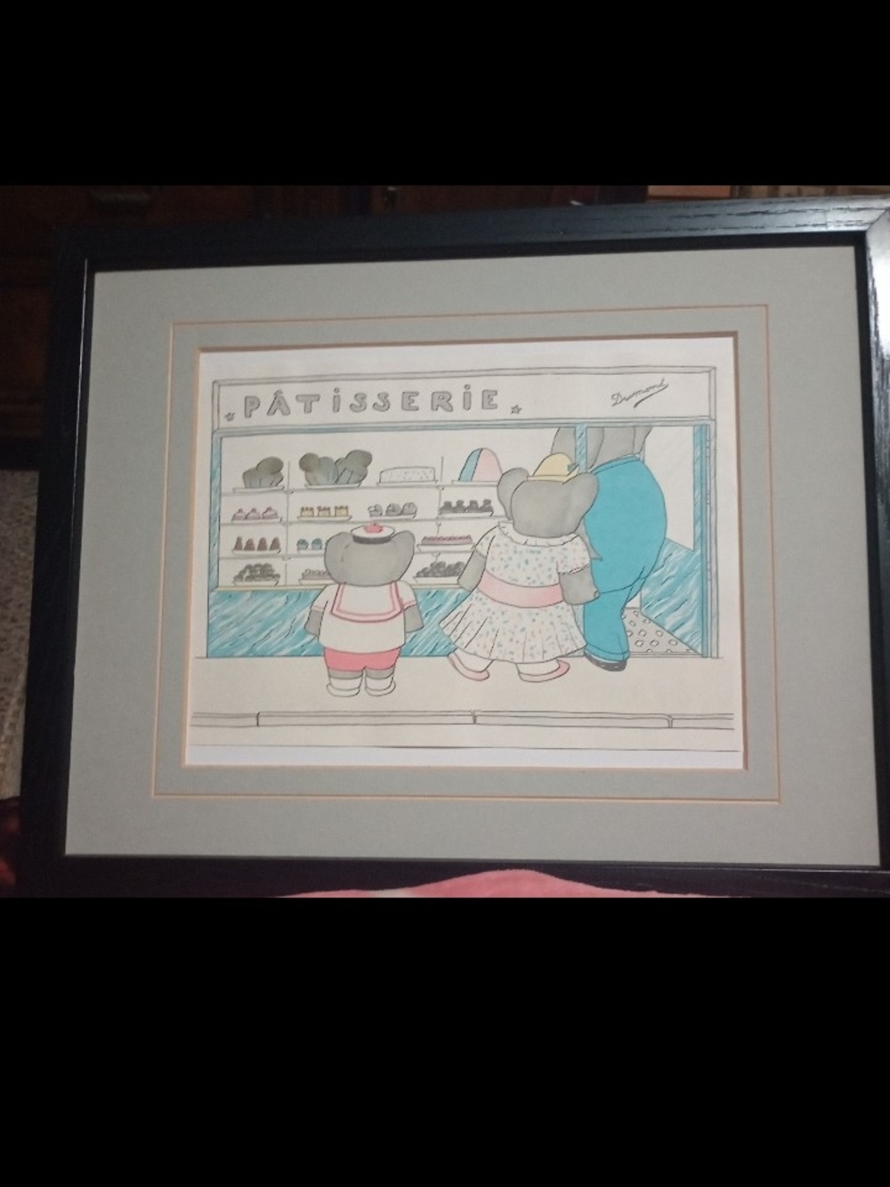 Framed Pâtisserie Family Art Print in Soft Pastel Blue